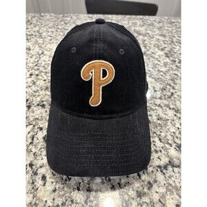 NEW ERA Phillies STRAPBACK 9TWENTY ADJUSTABLE CORDUROY Black ROPE LOGO HAT